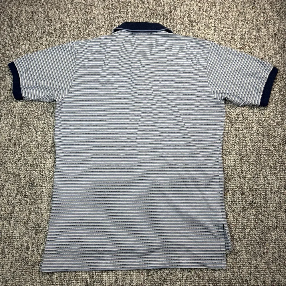 Vintage Ralph Lauren Polo Shirt Mens Medium Striped Golf Rugby Preppy Blue